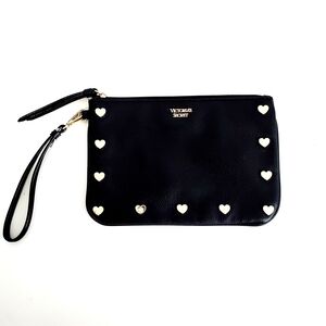 Victoria's Secret Black Wristlet with Gold Heart Accents